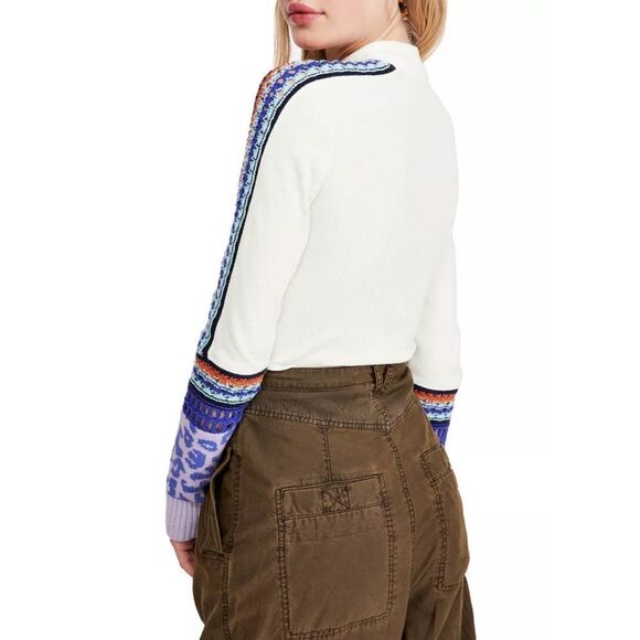 New! FREE PEOPLE Switch It Up Thermal Top Stretchy Knit Color Ivory Size Small - Picture 3 of 4